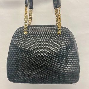 Bally Black Quilted Lamb Skin Purse